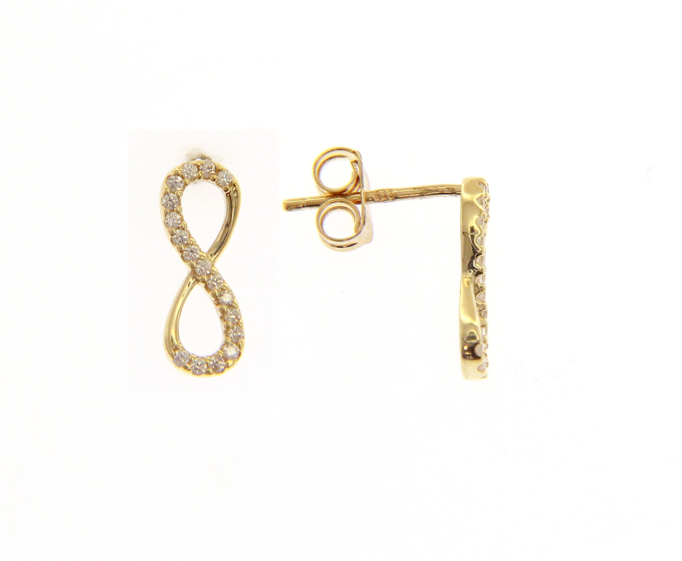 Golden earrings 9k with white zircon (code S214015)